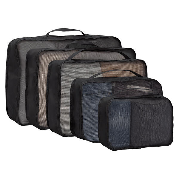 LIVE IN STYLE Black Pouch Set Packing Bags