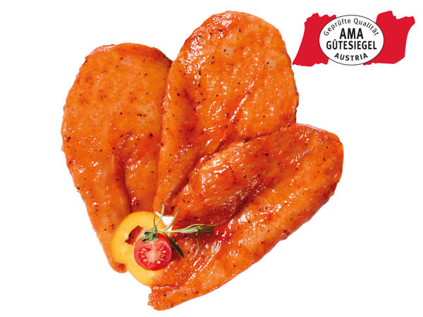 Frische Hendl-Brustschnitzel mariniert