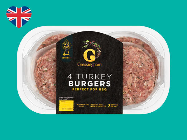 Gressingham 4 British Turkey Burgers