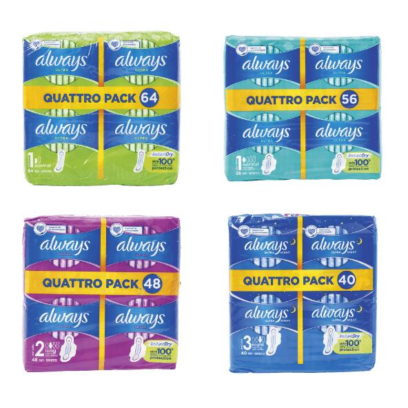 Serviettes hygiéniques Always, pack de 4