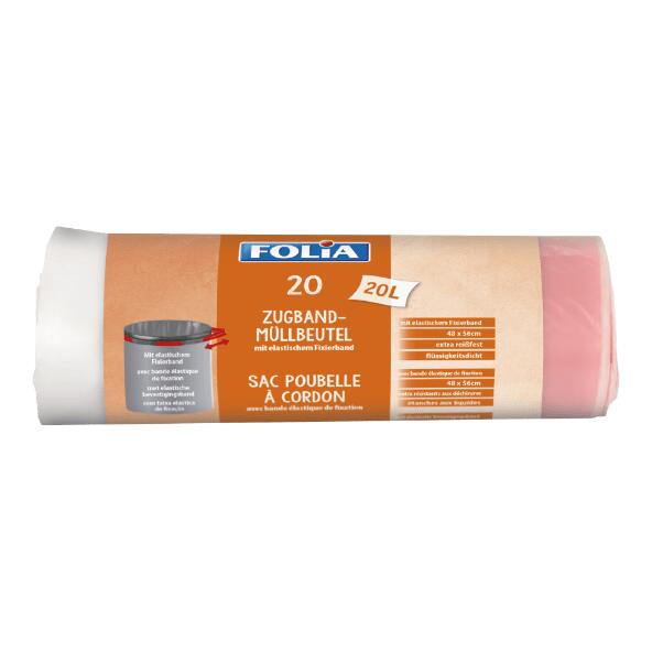 FOLIA(R) 				Zugband-Müllbeutel mit elastischem Befestigungsband
