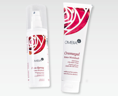 Spray per piedi/Crema gel con foglie di vite rossa OMBIA