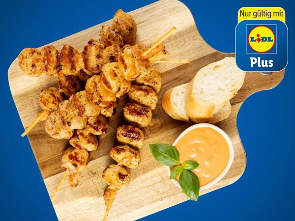 Frische Puten-Grillspieße mariniert