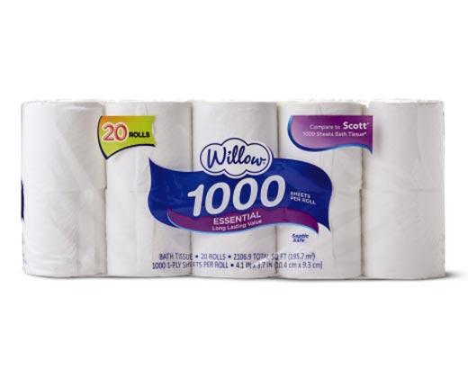 Willow 
 20 Roll 1000ct Bath Tissue