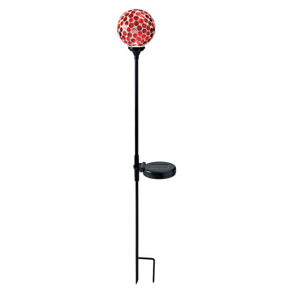 Belavi Red Round Mosaic Solar Garden Stake