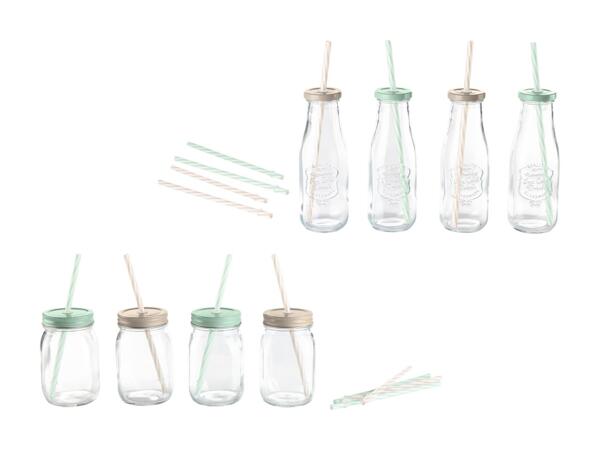 Verres avec paille, set de 4