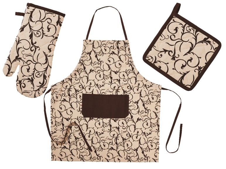 Apron, Pot Holder and Oven Mitt Set
