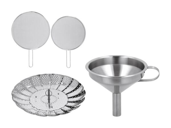 Couvercles antiprojections en inox, 2 pièces/panier vapeur en inox/entonnoir en inox