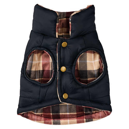Pet Reversible Luxury Puffer Coat - Black Check, S
