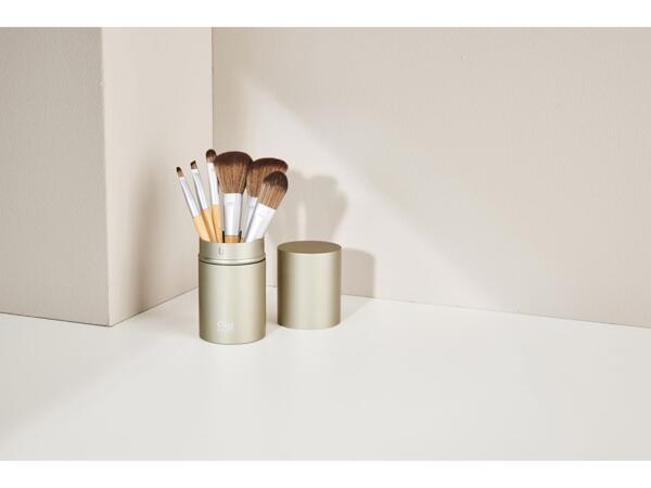 Cosmetic brush set with metal case