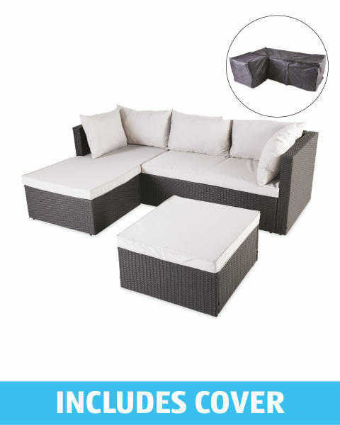 Anthracite Rattan Corner Sofa/Cover