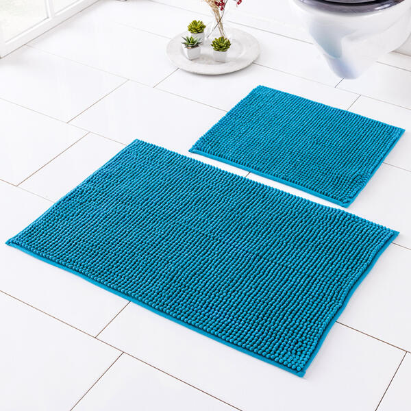 Chenille-Badteppich 2er-Set
