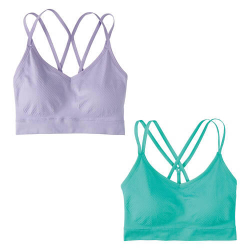 2 Pack Seamless Comfort Bra - Green & Purple, M