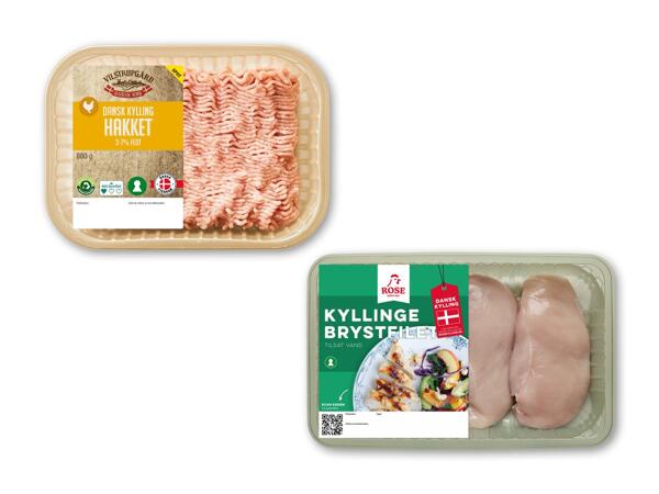 ROSE/VILSTRUPGÅRD Hakket kylligekød eller kyllingebrystfilet