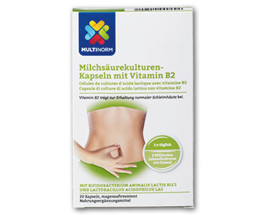 Gélules de cultures d'acide lactique avec vitamine B2 MULTINORM
