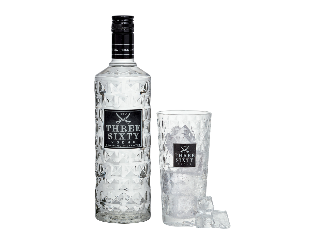 Set vodka Three Sixty avec verre