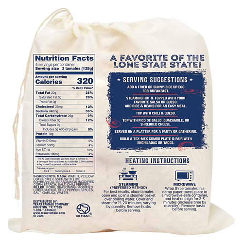 Gluten Free Gourmet Pork Tamales, 18 oz