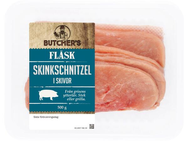 Färsk skivad skinkschnitzel