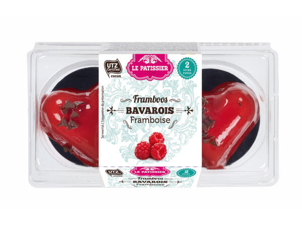 Bavarois aux framboises en forme de coeur