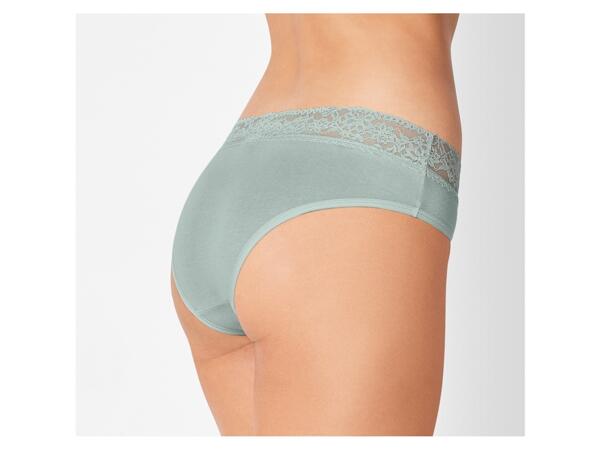 Ladies' Lace Trim Hipster Briefs, 5 pieces