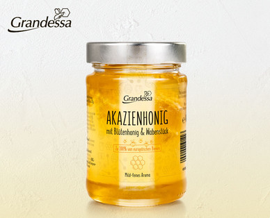 GRANDESSA Akazienhonig mit Blütenhonig und Wabenstück