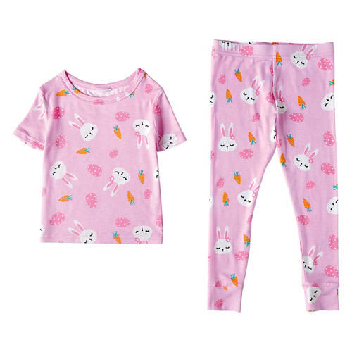 Children's Easter Pajama Set - Pink with Carrots, S