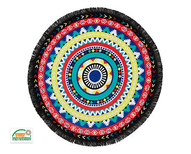 Velour Printed Round Beach Towel with Fringe
