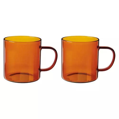2 Pack Amber Glass Coffee Mugs