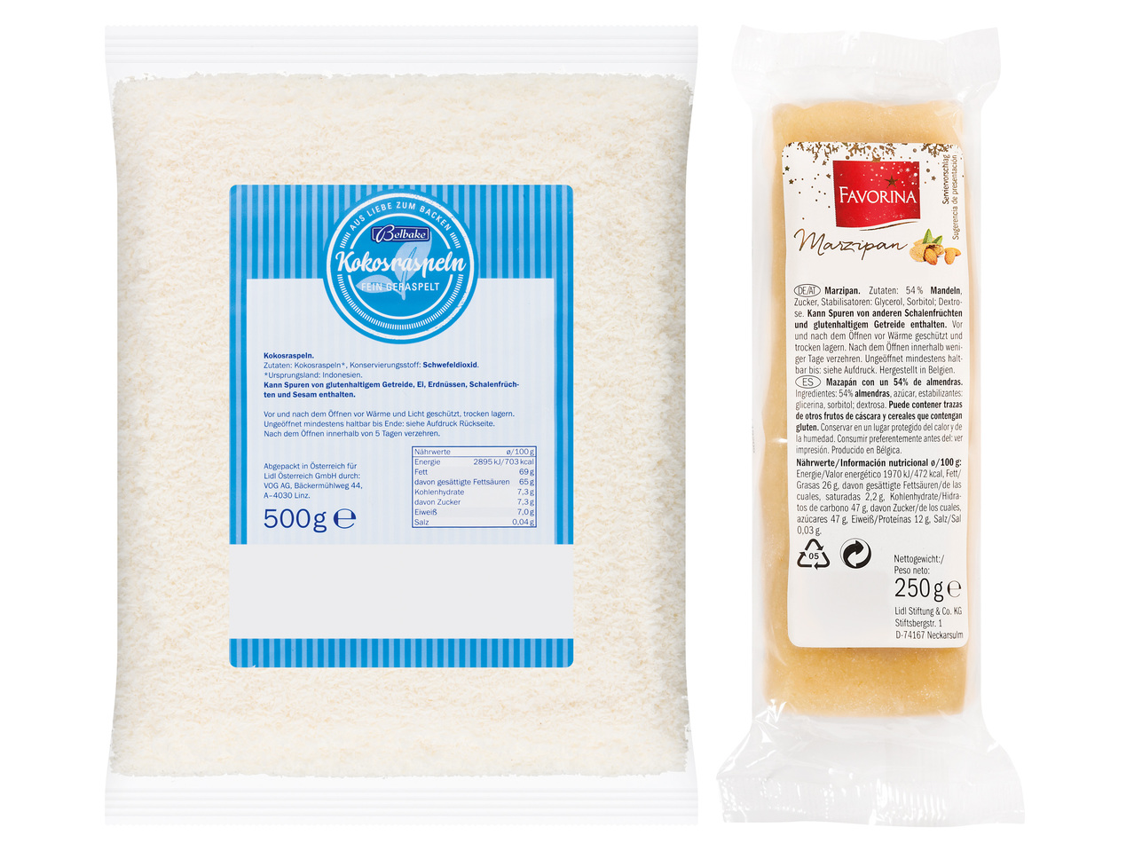 BELBAKE/FAVORINA Kokosraspeln/Marzipanblock