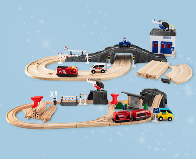 Holz-Eisenbahn/-Autobahn