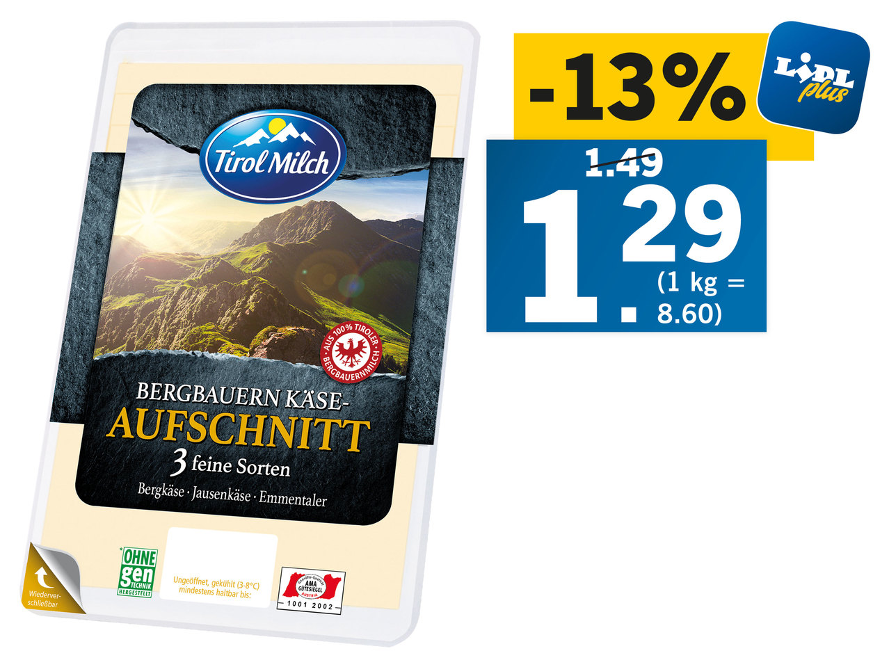 TIROL MILCH Tiroler Scheibentrio/Bergkäse/Tilsiter