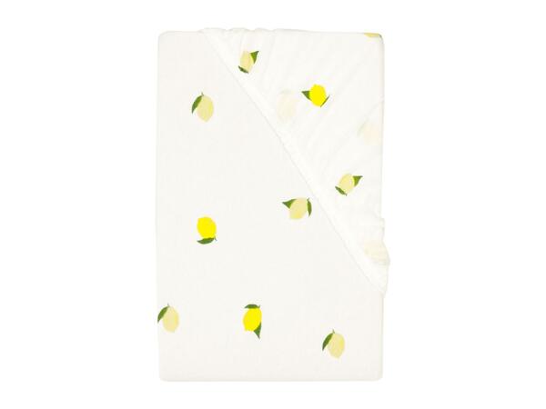 Jersey Fitted Bed Sheet With Lemon Pattern - King
