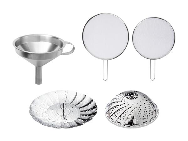 Set de protection contre les éclaboussures/​panier à ­vapeur/​entonnoir en inox