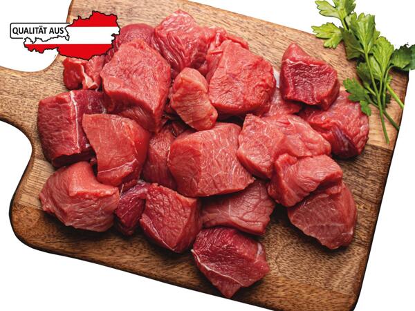 Frisches Rindsgulaschfleisch aus Österreich