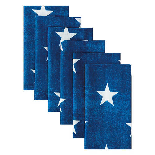 17"X 17" Americana Napkins - Blue Stars, 6 pack