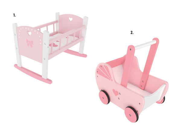 Holz-Puppenwiege/​-Puppenwagen