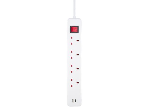 4 Socket Extension Lead with USB
