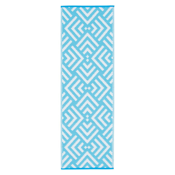 KIRKTON HOUSE Teal Diamond Reversible Indoor/Outdoor Runner - 2' X 6'