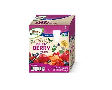Simply Nature Ballin' Berry or Playfully Peach Fruit & Veggie Squeezies