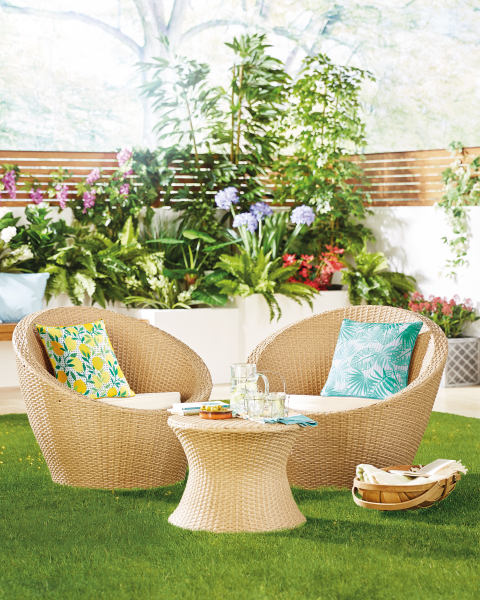 Beige Rattan Garden Bistro Set