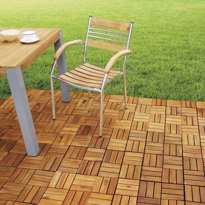 Houten vloertegels, 10 st.