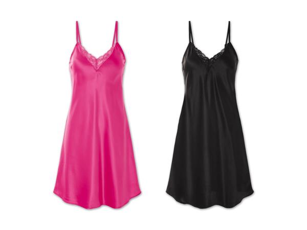 Damen Satin-Nachthemd mit Spitze