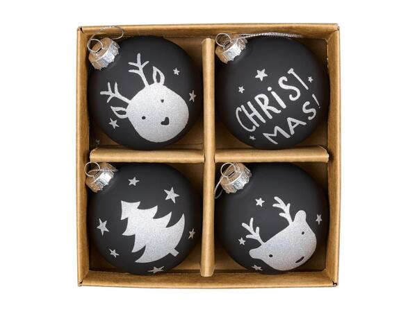 Christmas Glass Baubles, 4 Pieces