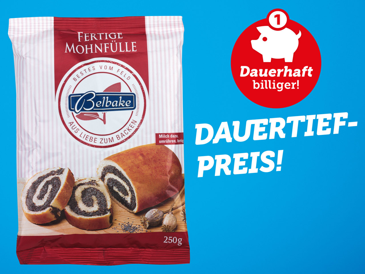 BELBAKE Fertige Mohn-/Kokos- oder Walnussfülle 250 g