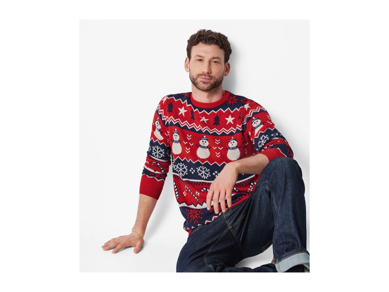 Esmara Men Men's Red Premium Christmas Jumper With Lights