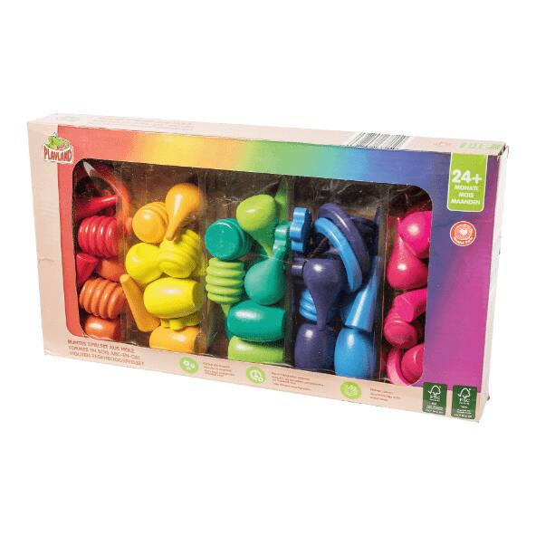 PLAYLAND(R) Forêt arc-en-ciel en bois, 60 pcs