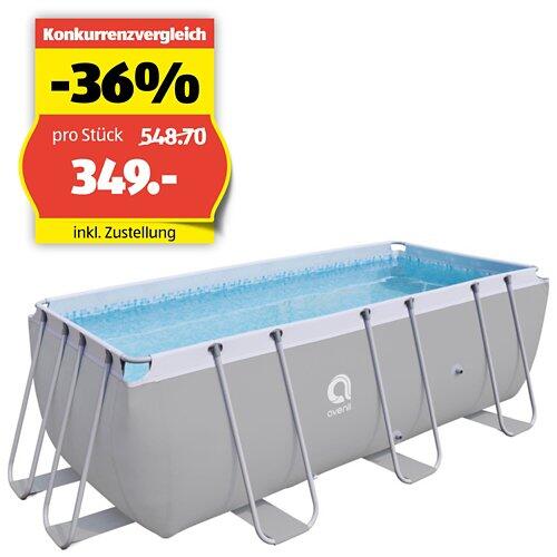 AVENLI Stahlrohrbecken rechteckig 400 x 200 x 122 cm mit 530 Gallonen Filterpumpe