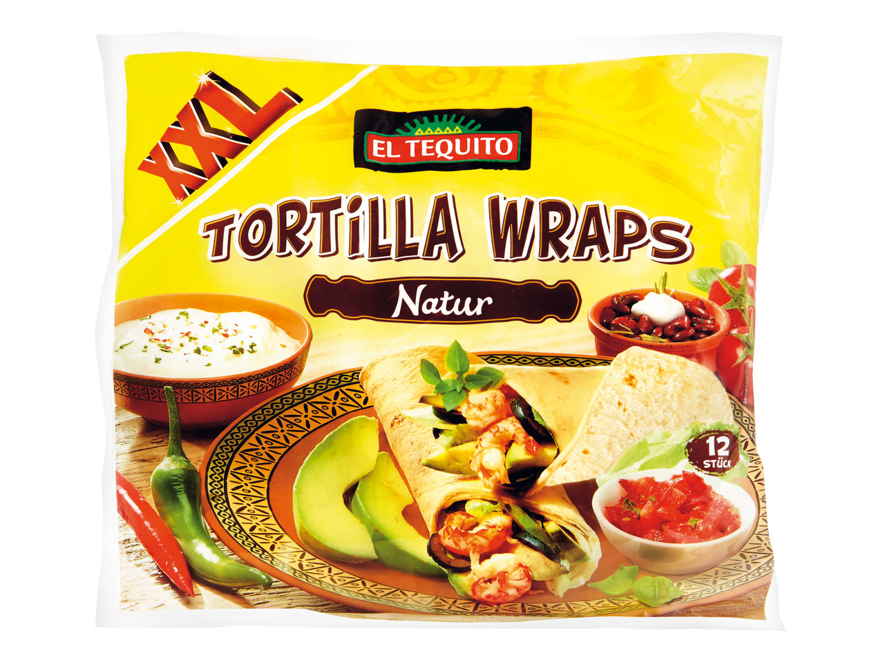 EL TEQUITO Tortilla Wraps 12x 25 cm