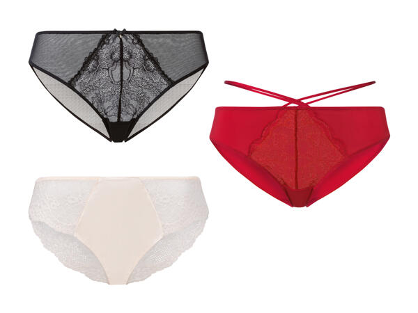 Slips taille basse en dentelle, lot de 2