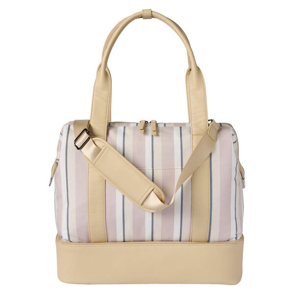LIVE IN STYLE Beige Stripe Travel Weekender Bag